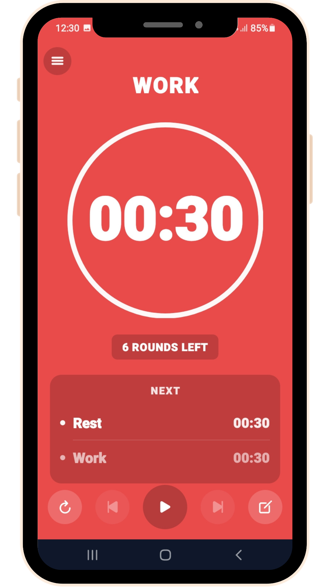 TempoFit timer screen